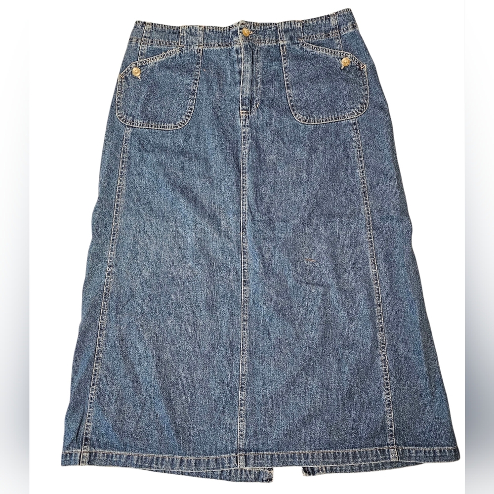 Vintage White Stag Denim Midi Skirt